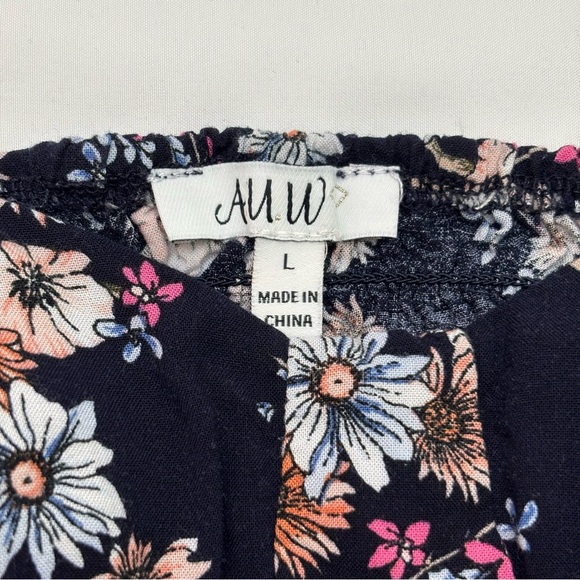 AUW Navy Floral Halter Dress Pockets - Picture 10 of 15